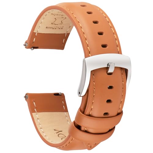 Image of OTTOODY Leather Watch Bands Quick Release, Elegant Top Grain Leather Watch Straps for Men & Women, Choice of Color & Width - 18mm, 19mm, 20mm, 21mm or 22mm Wristbands Bracelet for Watch & Smartwatch