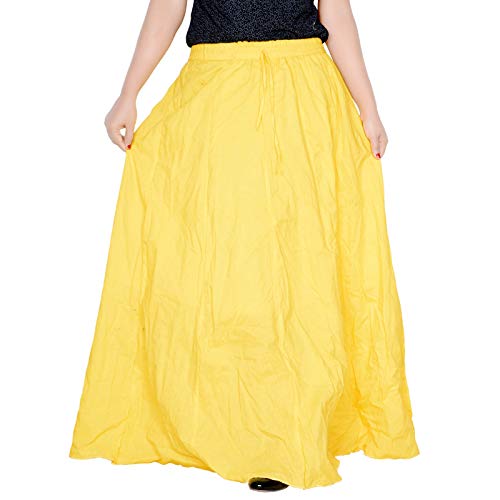 Image of Sttoffa Women Solid Color Maxi Plain Cotton Full Length White Skirt 40 inch Long Cotton Long Skirt