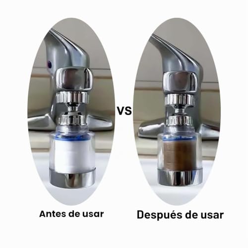 Miniatura 3 de Xiatian 2 Piezas Filtro Agua Grifo, Filtro De Agua Del Grifo Anti Calcárea, 360 Filtro De Agua Para Grifo Giratorio Con 6 Cartucho De Filtro Recambio 2 Adaptador Universal Para Cocina Fregadero Baño