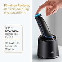 Braun Series 5 Elektrorasierer Herren, Rasierapparat mit 50 Min. Akku, 4in1 SmartCare Reinigungsstation, +1 Aufsatz, Kabelloser Nass- und Trockenrasierer für Männer, Wasserdicht, 52-B7200cc, Blau – Ansicht 7