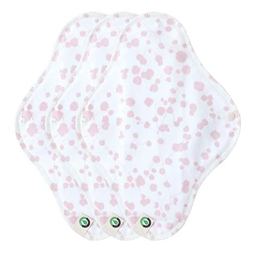 think ECO FDA Registered [Printed Wing Type Pad 3p] Organic Reusable Cotton Pads, Menstrual Pads, Sanitary Napkins, Many Pattern, 3 Pads. (Petit Franc, Day Pad)