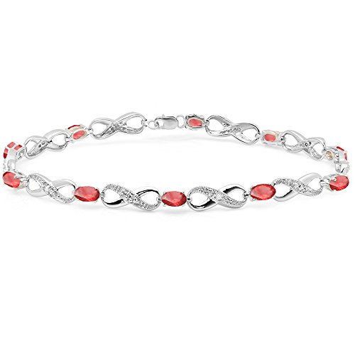 DazzlingRock Collection Real Oval Cut Ruby & Round Cut White Diamond Infinity Link Tennis Bracelet, Sterling Silver
