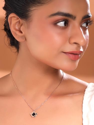 Image of Yellow Chimes Chain Pendant for Women Western Style Gold-Plated Stainless Steel Square Chain Pendant Necklace For Women and Girls.