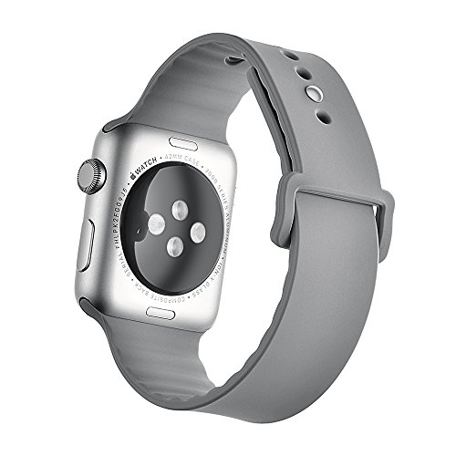 Huanlong New Soft Silicone Sport Style Replacement Iwatch Strap Band for Apple Wrist Watch Series1 Series 2(Concrete 42mm S/M)