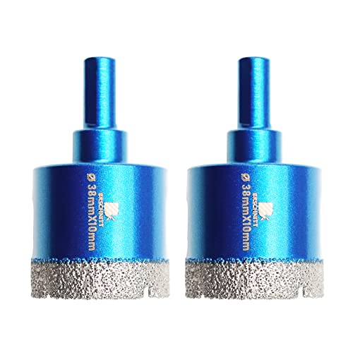 Image of Dry Diamond Core Drill Bit Set,BRSCHNITT 2pcs /Pack 1 1 /2 Inch (38mm) Diamond Hole Saw Core Drill Bit with Triangle Shank for Porcelain Tile Ceramic Stone Granite Marble