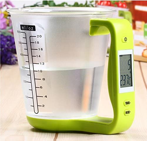 GlobalNiche® Green: Hostweigh Measuring Cup Kitchen Scales Digital Beaker Libra Electronic Tool Scale with LCD Display Temperature Measurement Cups