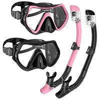 Schnorchelset Erwachsene, Taucherbrille Erwachsene und Dry Schnorchel für Herren und Damen,Anti-Leck & Anti-Fog Tauchmaske aus Gehärtetem Glas Schnorchelmaske, für Schnorcheln, Tauchen 2er-Pack