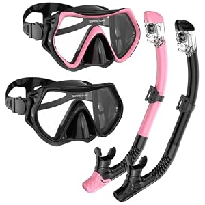 Schnorchelset Erwachsene, Taucherbrille Erwachsene und Dry Schnorchel für Herren und Damen,Anti-Leck & Anti-Fog Tauchmaske aus Gehärtetem Glas Schnorchelmaske, für Schnorcheln, Tauchen 2er-Pack