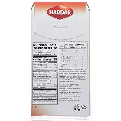Haddar Strawberry 100% Fruit Leather Bars, 10ct (2 Pack  20 Bars) Made with Real Fruit | No Corn Syrup | No Artificial Colors or Flavors | Gluten Free | Certified Kosher