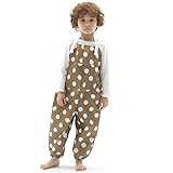 Kids Waterproof Art Smock & Splash Pants – Messy Play, Painting, Daycare, Rain & Mud Protection – Toddler Waterproof Coverall-Like Rain Pants, Brown Dot (33-S)