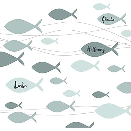 20 Servietten Fisch An Efeu Wei&szlig; | Kommunion | Konfirmation