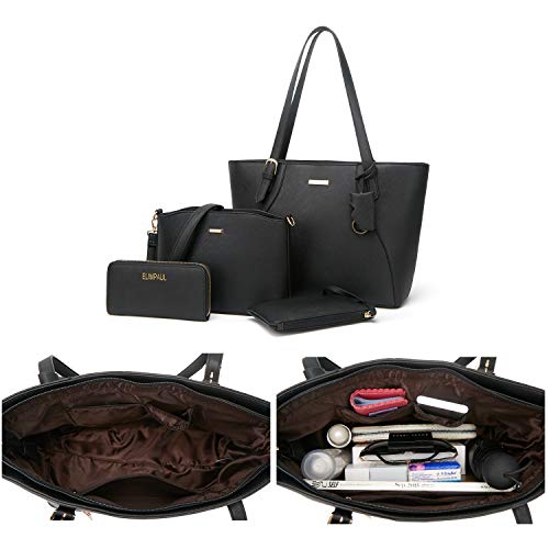 Image of Women Fashion Handbags Wallet Tote Bag Shoulder Bag Top Handle Satchel Purse Set 4pcs