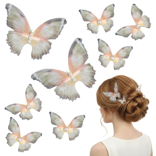Ymapinc 8Pcs Butterfly Hair Clips for Women, (2 Large+6 Small Set)
