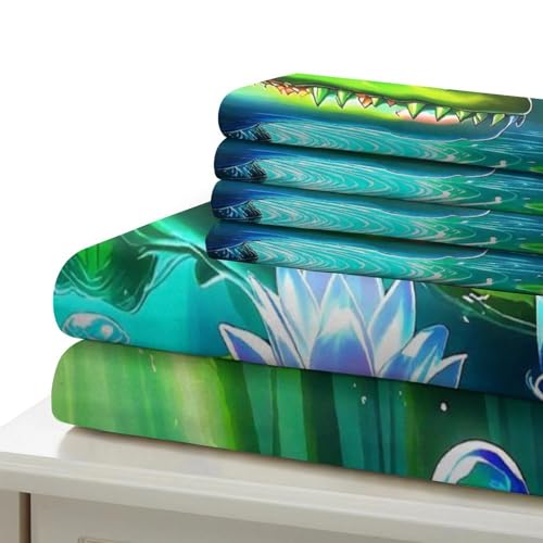Linge de lit imprimé 3D crocodile et parure de couette microfibre single - 6