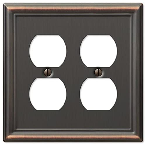 Image of Amerelle 149DDDB Chelsea Wallplate, 2 Duplex, Steel, Aged Bronze, 1-Pack