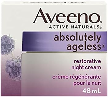 Aveeno Anti Aging Night Cream, Active Naturals Absolutely Ageless Restorative Face Moisturizer for Wrinkles and Fine Lines, Hydrating Lotion with Blackberry Complex, Non-Comedogenic and Hypoallergenic, 48ML