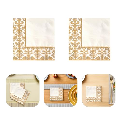 Servilletas de papel doradas desechables para fiestas y cenas elegantes de 100 piezas 7