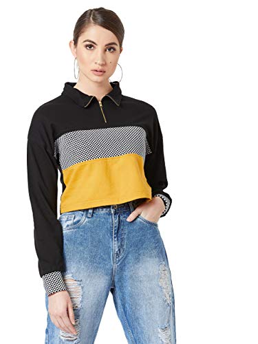 Image of Miss Chase Women's Multicolor Colorblock Crop Sweatshirt