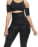 RESHE Summer Fitness Waist Trainer with Thigh Trimmer for Women Seat Thigh Slimmer Black