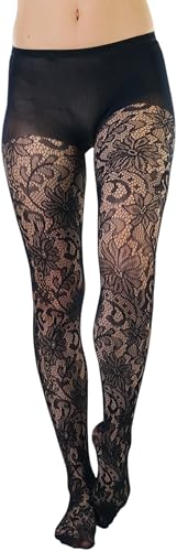 Image of ToBeInStyle Women's Elegant Floral Lace Inspired Spandex Net Full Length Tights
