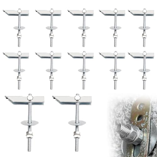 Cheville a Bascule, 12 Pièces Cheville Placo Charge Lourde M6 × 100mm, Chevilles à Ressort avec Rondelles et Ecrous, pour Suspendre des Objets Lourds aux Cloisons Sèches et Aux Plafonds 0XBIT