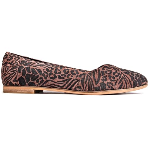 TOMS Womens Julie Leopard Print Slip On Flats Casual - Black