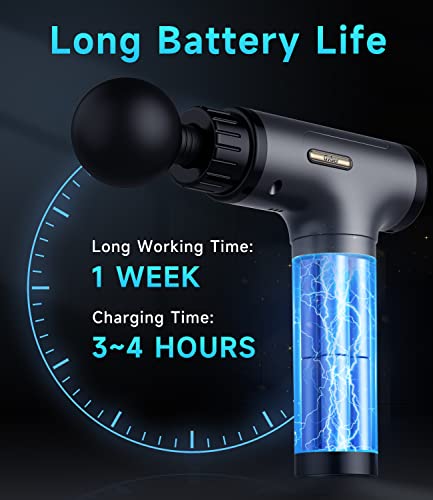 Gvber Massage Gun, Deep Tissue Massage Gun, Super Quiet Portable Electric Sport Massager, Handheld Mini Massage Gun With Carry Case, Contains 6 Massage Gun Attachments (Gray) #TOP4