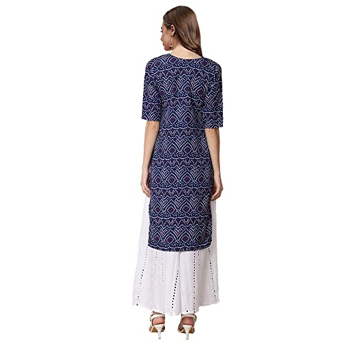 Image of Pinkmint Women's Crepe Grey Color Floral Printed Straight Kurti[NB-530357]