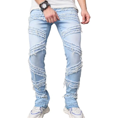 Jean moulant déchiré homme Y2K style streetwear vintage denim stretch