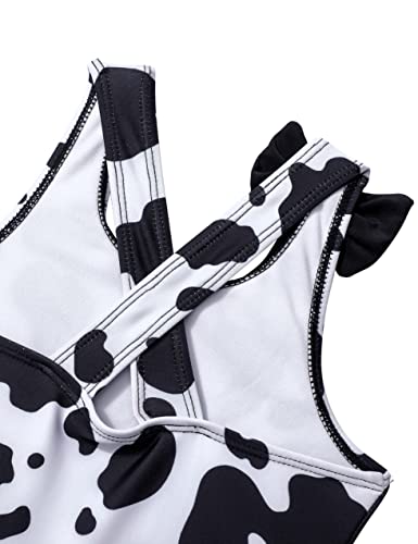Donwen Toddler Girl Swimsuit 4T 5T Cute Swimsuits Ruffle Bownot Cow Print Swimsuit One Piece Summer Toddler Girl Bathing Suits Swimwear #TOP2