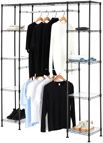 Amazon Basics Expandable Metal Hanging Closet Organizer System wi...