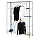 AmazonBasics Expandable Metal Hanging Storage Organizer Rack Wardrobe with Shelves, 14"-63" x 58"-72", Black