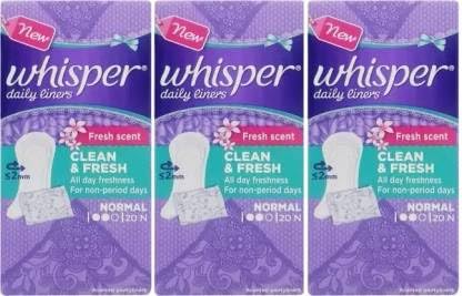 See full amazon price history chart for Whisper daily liners NORMAL - 20+20+20 N Pantyliner (Pack of 60) Whisper daily liners NORMAL - 20+20+20 N Pantyliner (Pack of 60) (B0DF2C86Z5) Amazon Price History, Amazon Price Tracker
