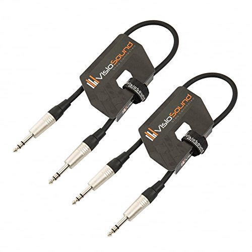 VisioSound 2 x 6.35mm 1/4 Stereo TRS Jack Lead/Balanced Signal Audio Patch Cable / 2 Pack 0.5m Black/Black