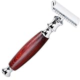 MANION Classic 3-piece Shaving Razor Natural Mahogany Wooden Handle Safety Razor Double Edge Safety Razor