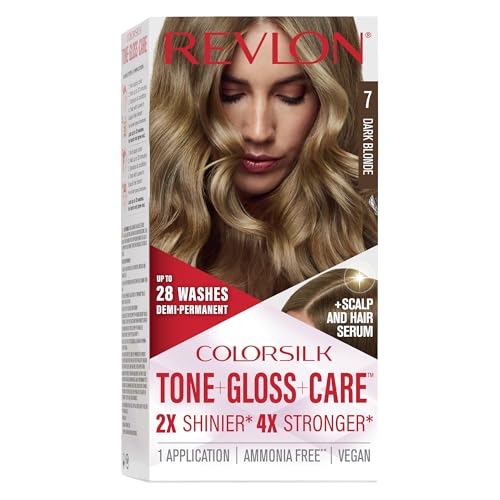 Revlon ColorSilk Tone + Gloss + Care Demi Permanent Hair Color, Dye Kit with Leave-In Scalp and...