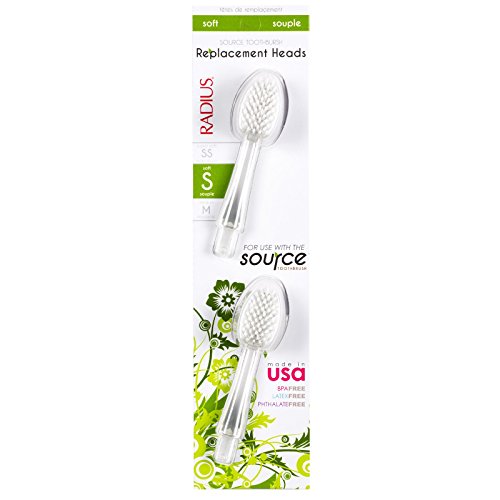 RADIUS - Toothbrush Replacement Heads, For Source and Tour Toothbrushes, Premium Bristles (Soft, Pack of 2)