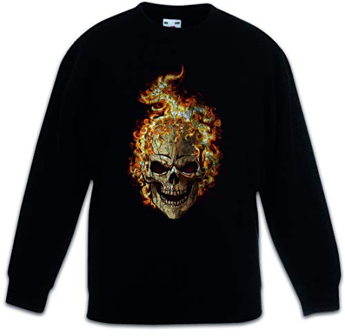 Sweat-shirt noir Burning Skull II pour enfants et ados