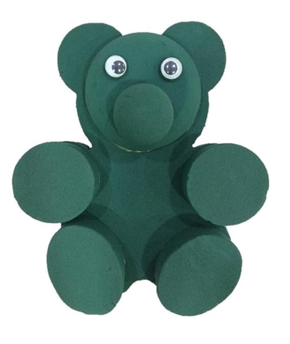 Oasis Floral Foam 2D Teddy Bear Shape for Fresh & Artificial Flower Decoration - Wedding, Birthday, Anniversary, Party, Valentine, (1 No) 12"x12" Green-image-31