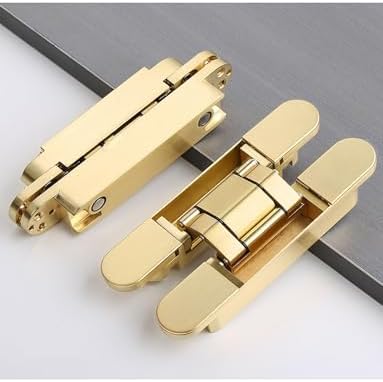 1 Pair Adjustable 180° Silent Concealed Hinge for Invisible Folding Doors, Hidden Doors, Secret Rooms - Black, 9.7x1.3/24.6x3.4cm, Premium Quality