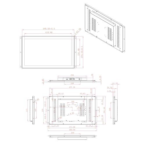 Image of VSDISPLAY 18.5'' 1920x1080 Industrial Touch Monitor IP65 Front Waterproof | IPS LCD Display,10-Point Capacitive Touch, with H /D VGA Interface for Industrial Outdoor Kiosk Use