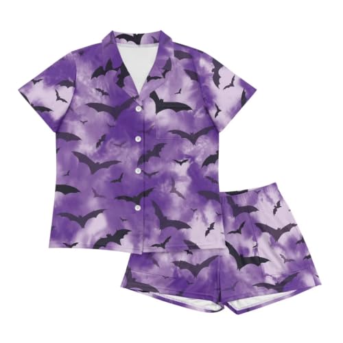 Image of Women's Short Sleeve Sleepwear Pajamas Nightwear with Pockets | skin-friendly breathable material resists pilling fading and deformation after repeated washing