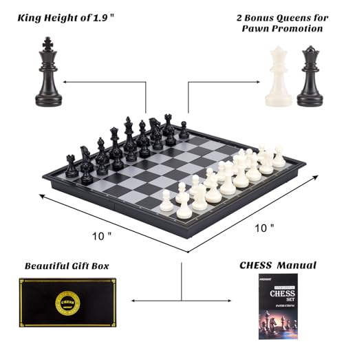 Set de Ajedrez Magnético AMEROUS de Viaje Plegable 10 Pulgadas miniatura 2