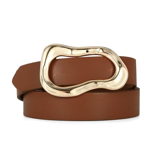 RISANTRY Black Belt for Women Stylish Gold Buckle Fashion Leather