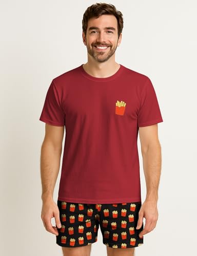 Image of Yoimira Mens Soft Pajama Set Short /Long Sleeve 2 Piece PJs with Pockets | Men's short /long sleeve pajama set, soft 2 piece PJs with pockets for sleepwear, loungewear, relaxing at home and nightwear