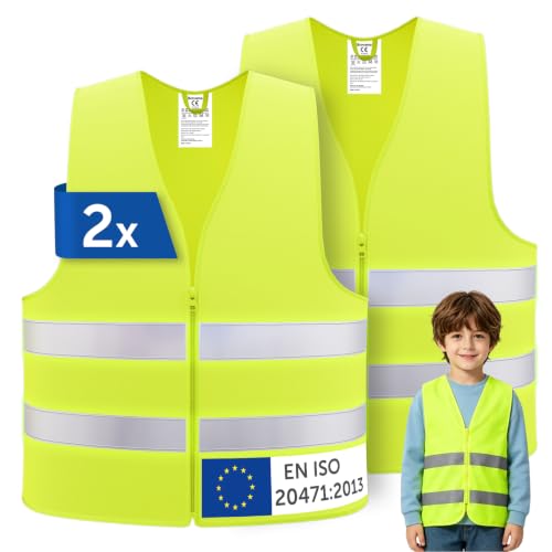 Brovamo Warnwesten Auto-Warnwesten Auto 2er-Warnweste Auto-Warnweste alle Größen-Warnweste Kinder-Warnweste Auto-Sicherheitswesten (S)