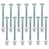 HARSKIYER 12 Sets 1/4-20 x 3 Inch Carriage Bolt Kit, Carbon Steel Carriage Bolts Galvanized Carriage Bolt Assortment, Round Head Carriage Screws with Hex Nuts and Flat Washers Full Thread Coverage