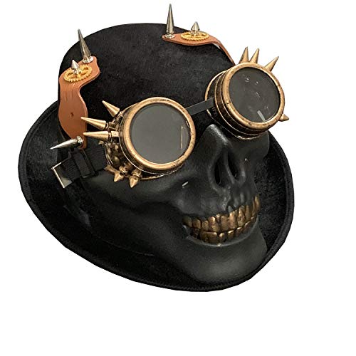 vogueteen Skull Mens Punk Steampunk Hat Vintage Gothic Goggles Party Black Top Hat steampunk buy now online vogueteen Skull Mens Punk Steampunk Hat Vintage Gothic Goggles Party Black Top Hat steampunk buy now online