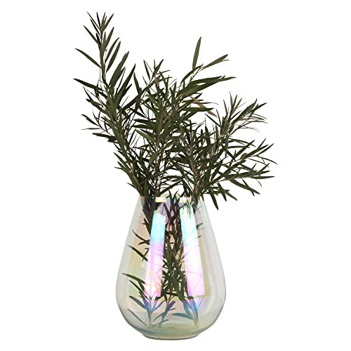 Image of Irised Clear Glass Cylinder Flower Vase Thick Bottom Large Glass Vases for Centerpieces Flowers Decor for Living Room Kitchen Office Home Wedding