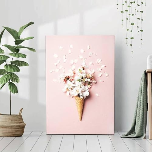 Affiche murale fleurs roses premium encadrée 60 x 90 cm